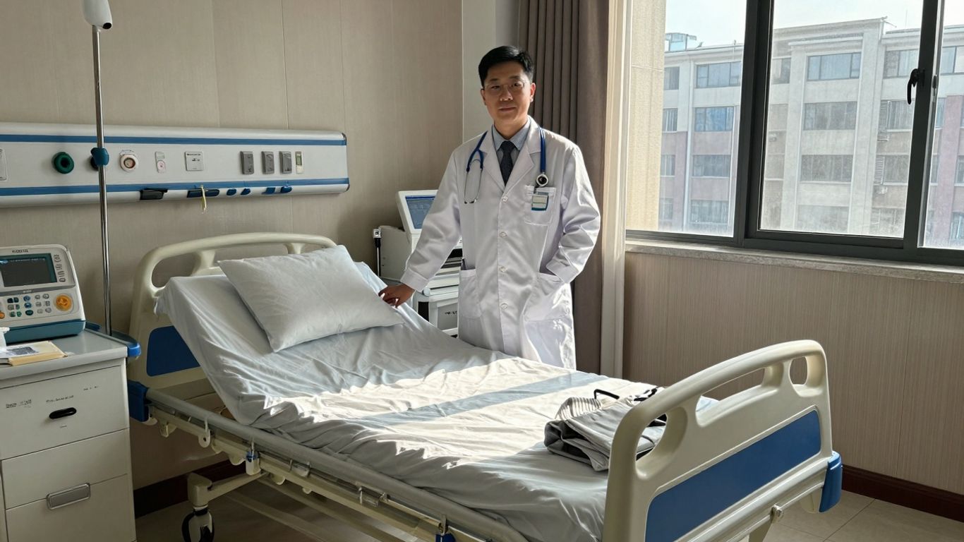 Doctor visiting patient in hotel room